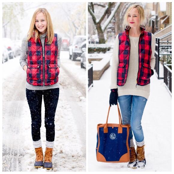 J. Crew Red Navy Buffalo Check Excursion Vest - Picture 1 of 6